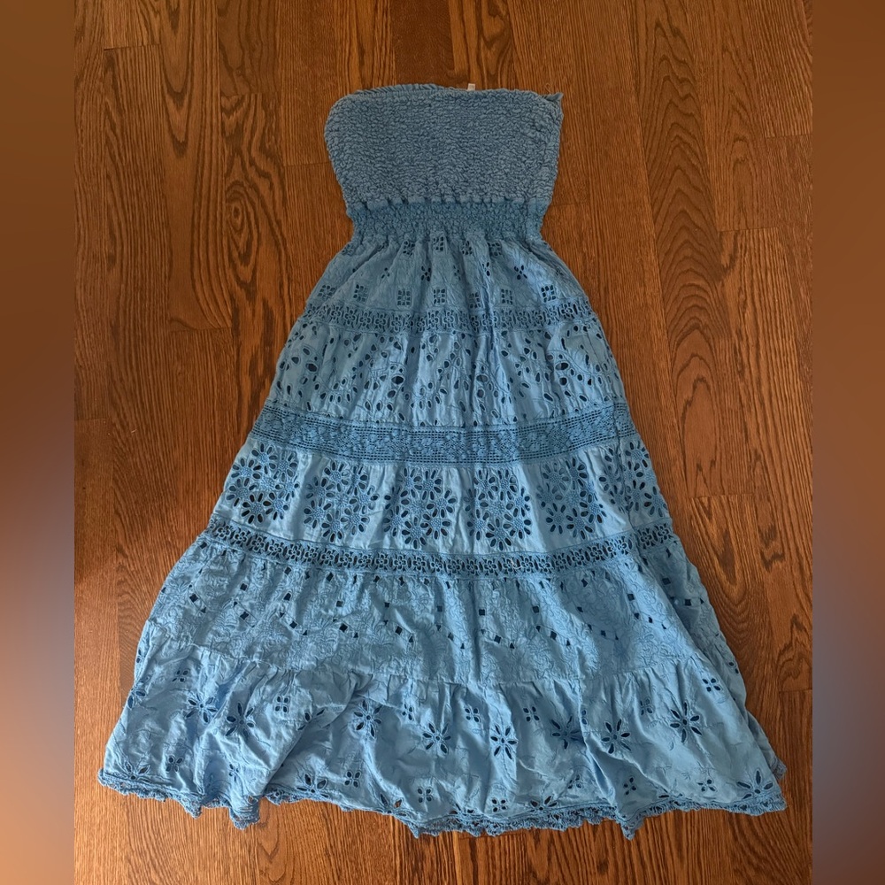 Blue Strapless Kids Dress